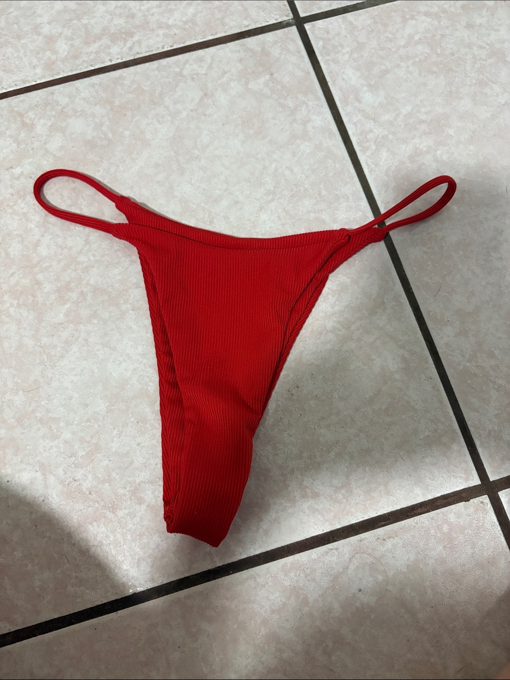 Red Ribbed Women’s Swim Bottom